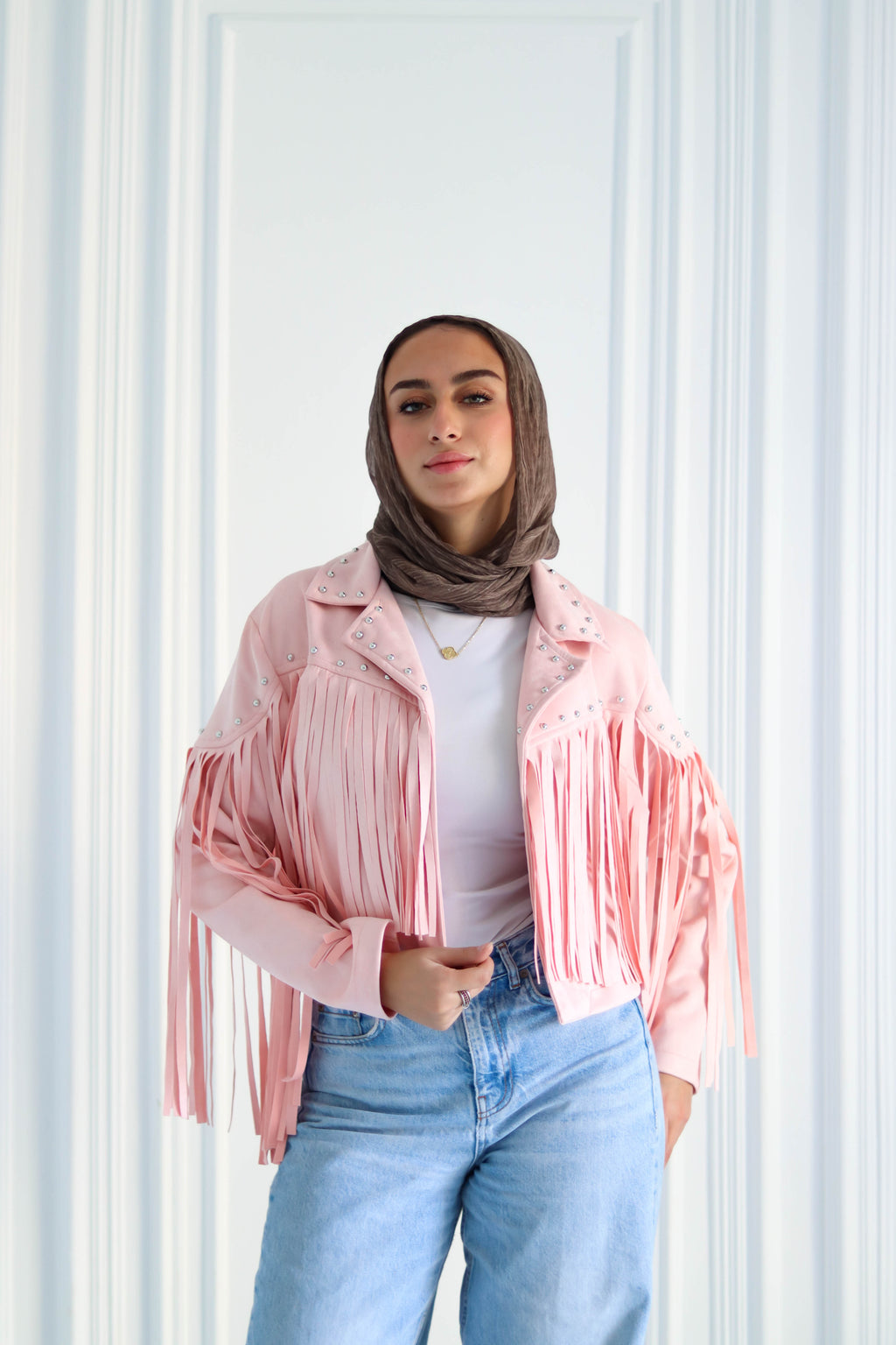 Cropped Fringe Suede Jacket