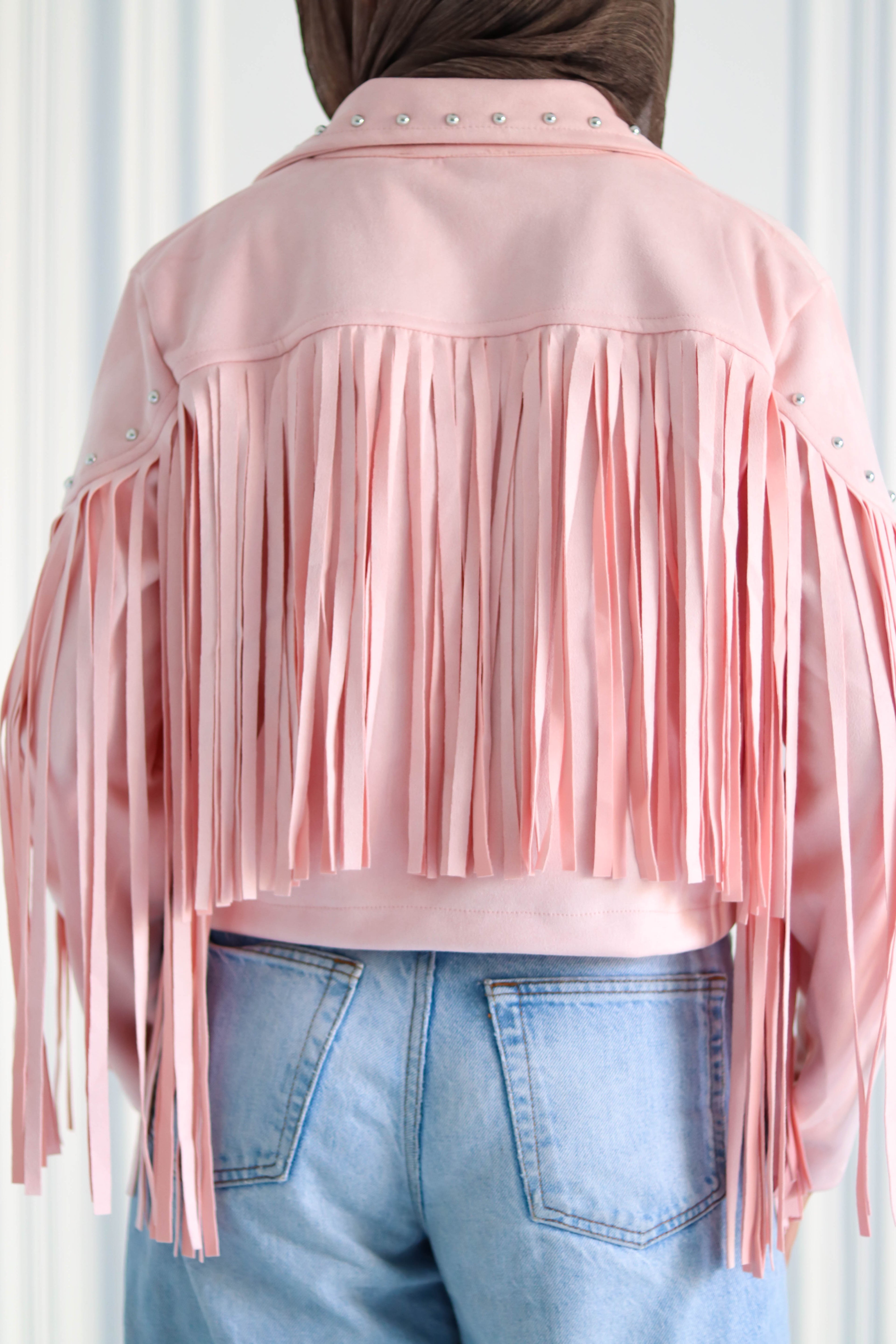 Cropped Fringe Suede Jacket