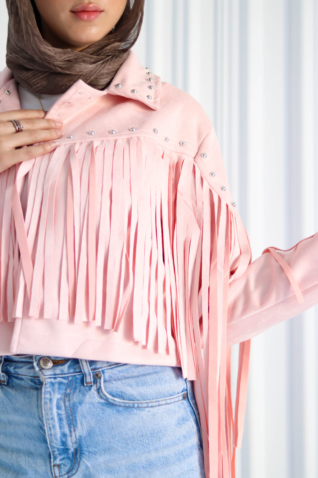 Cropped Fringe Suede Jacket