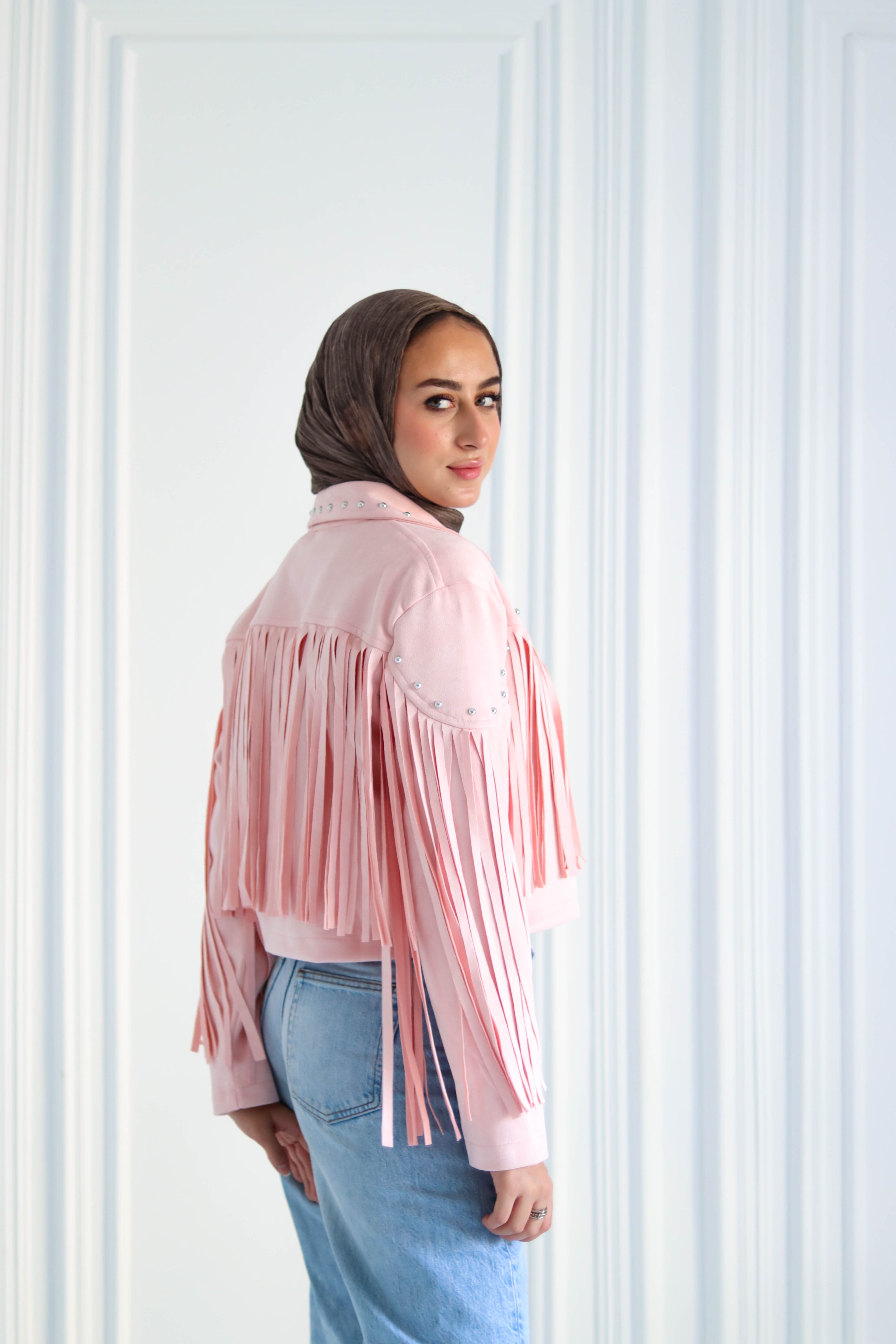 Cropped Fringe Suede Jacket