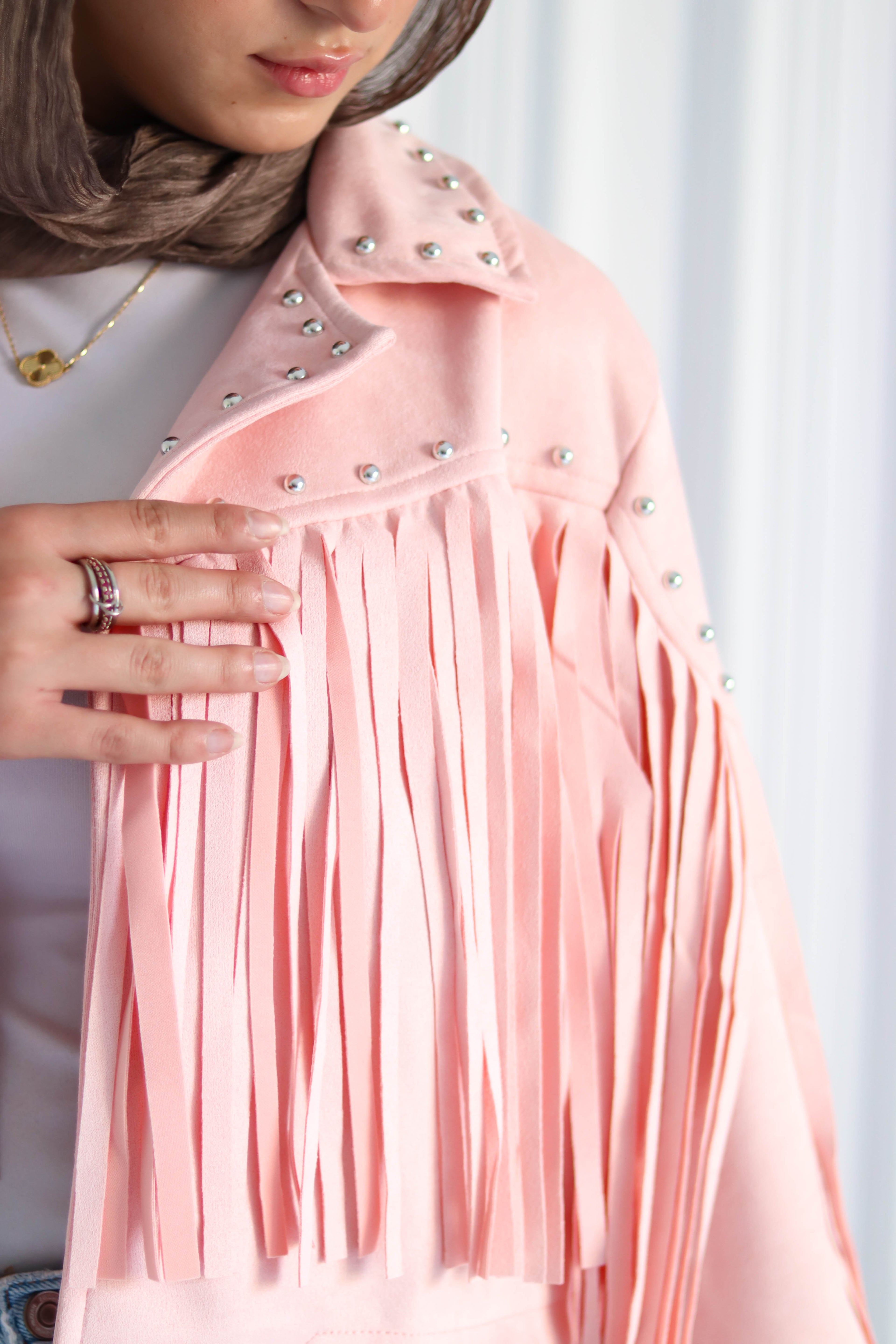 Cropped Fringe Suede Jacket