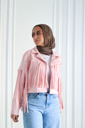 Cropped Fringe Suede Jacket
