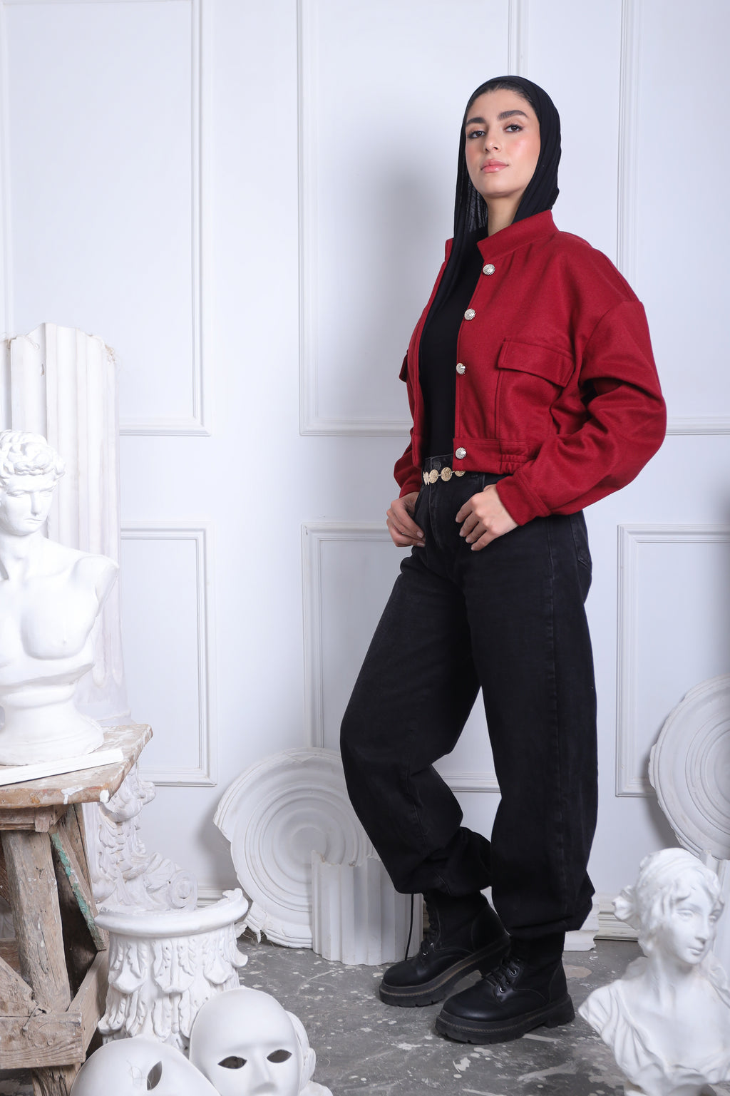 Red Cropped Jacket