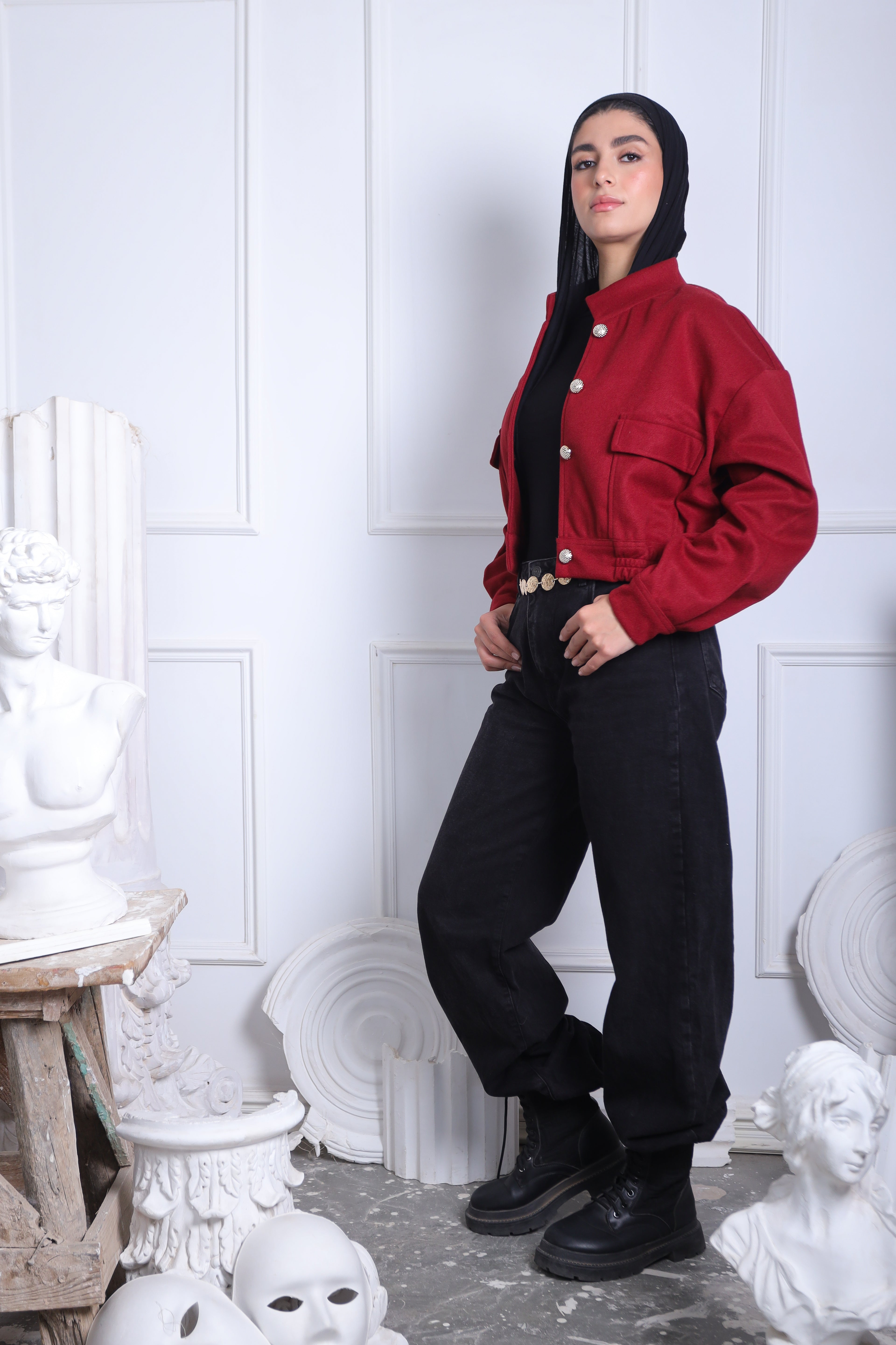 Red Cropped Jacket