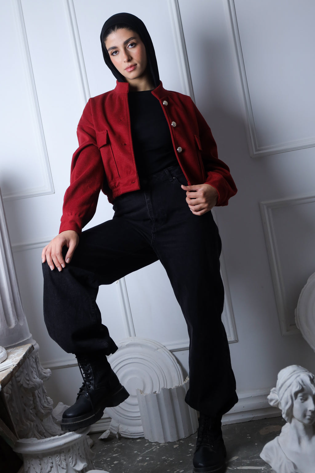 Red Cropped Jacket