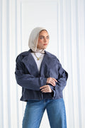 Navy Cropped Trench