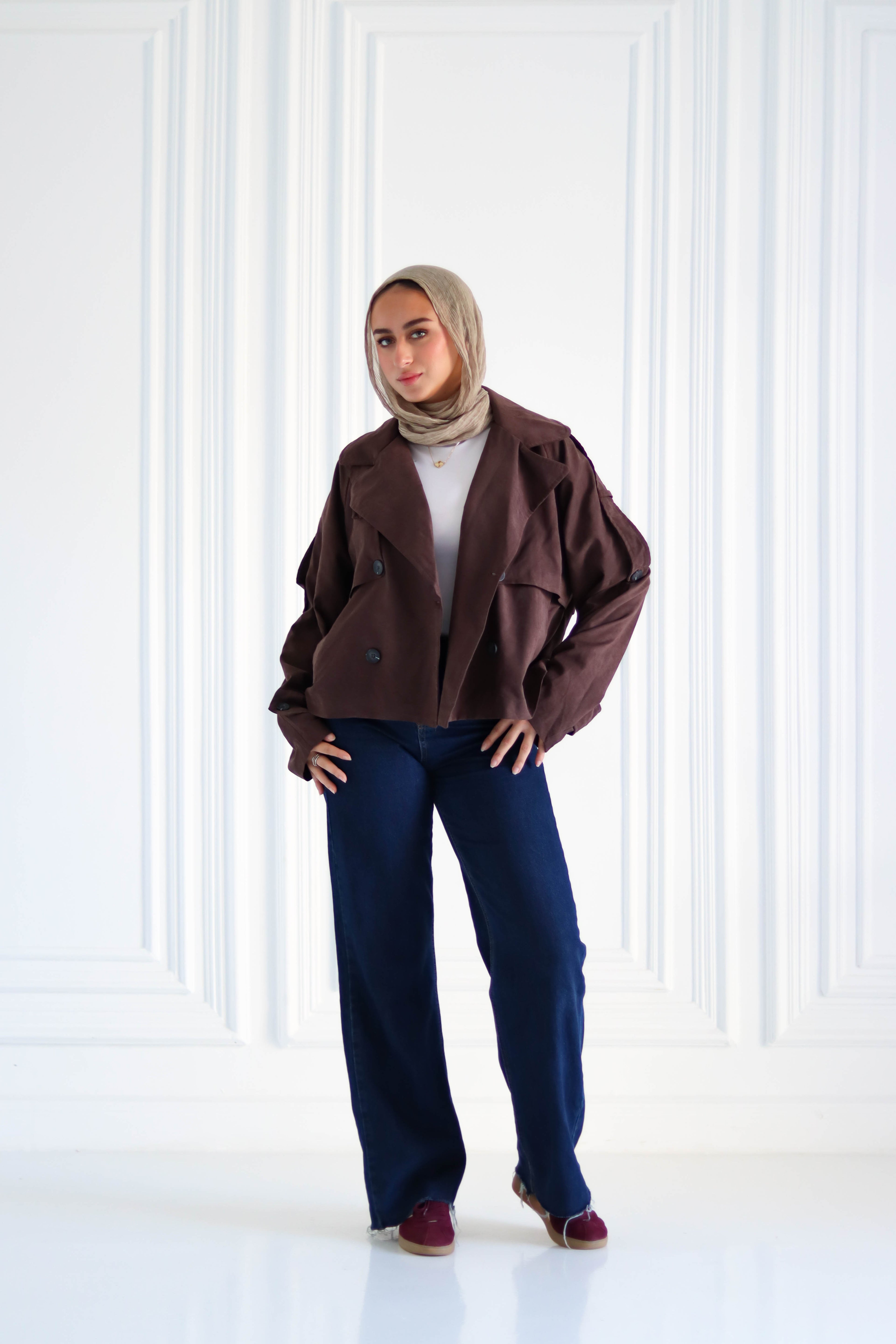 Brown Cropped Trench