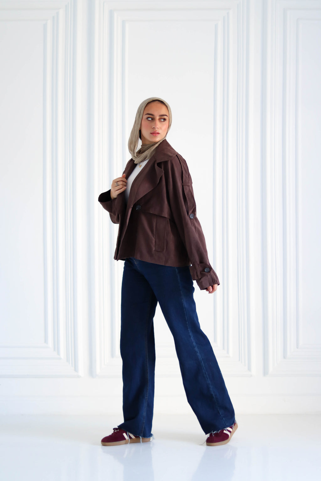 Brown Cropped Trench