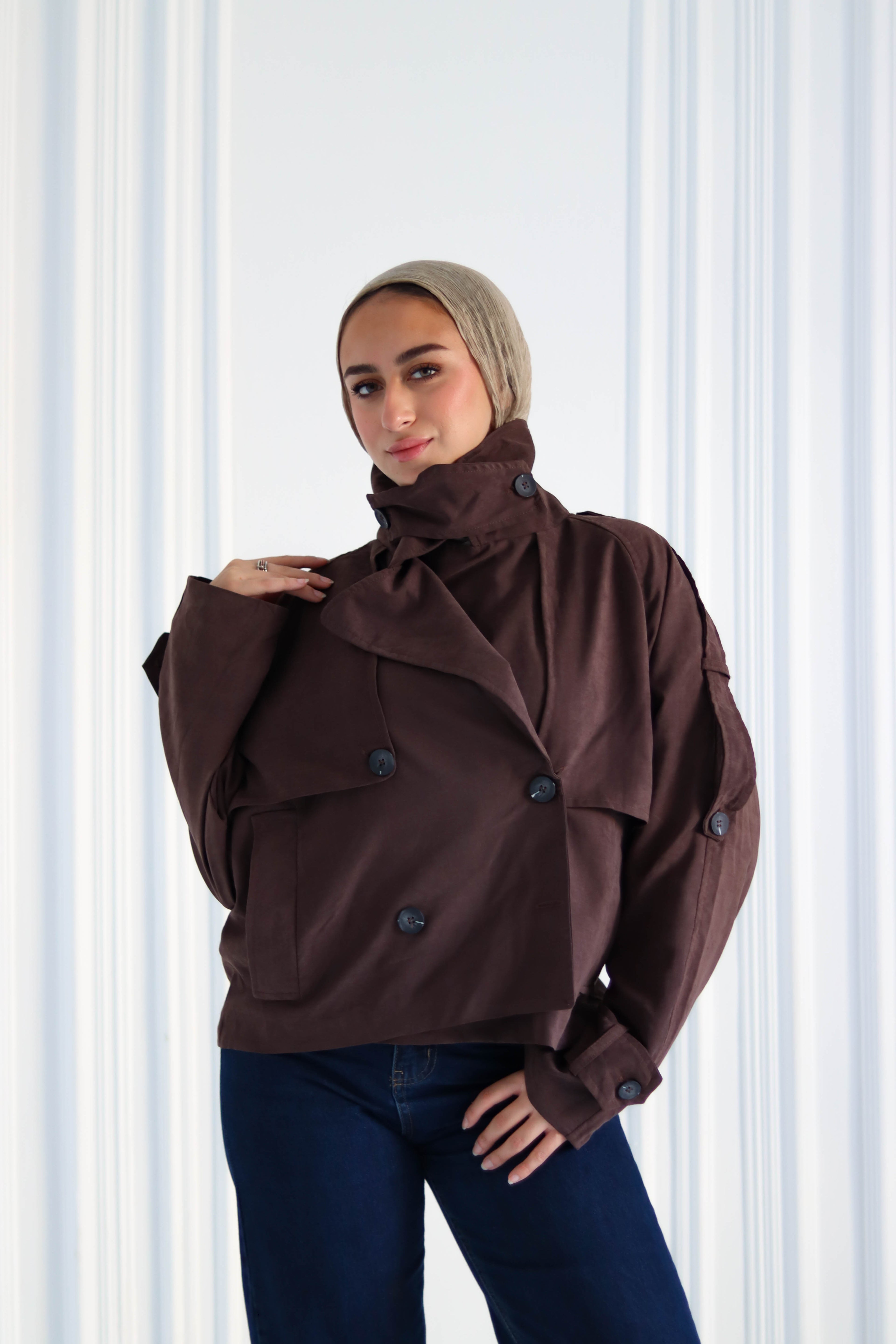 Brown Cropped Trench