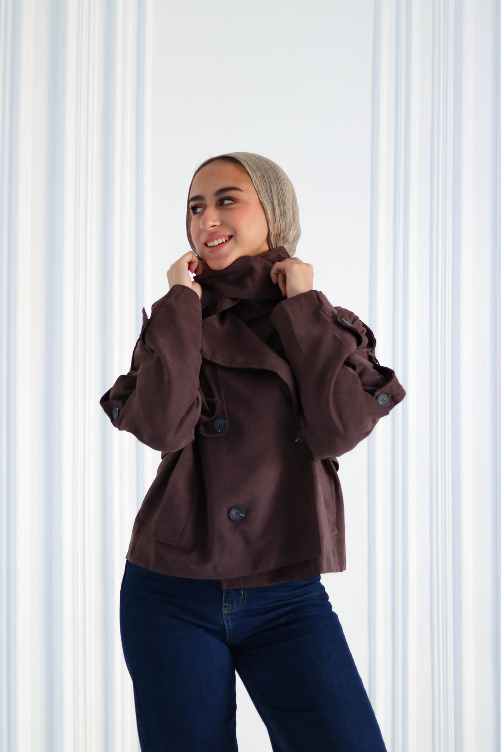 Brown Cropped Trench