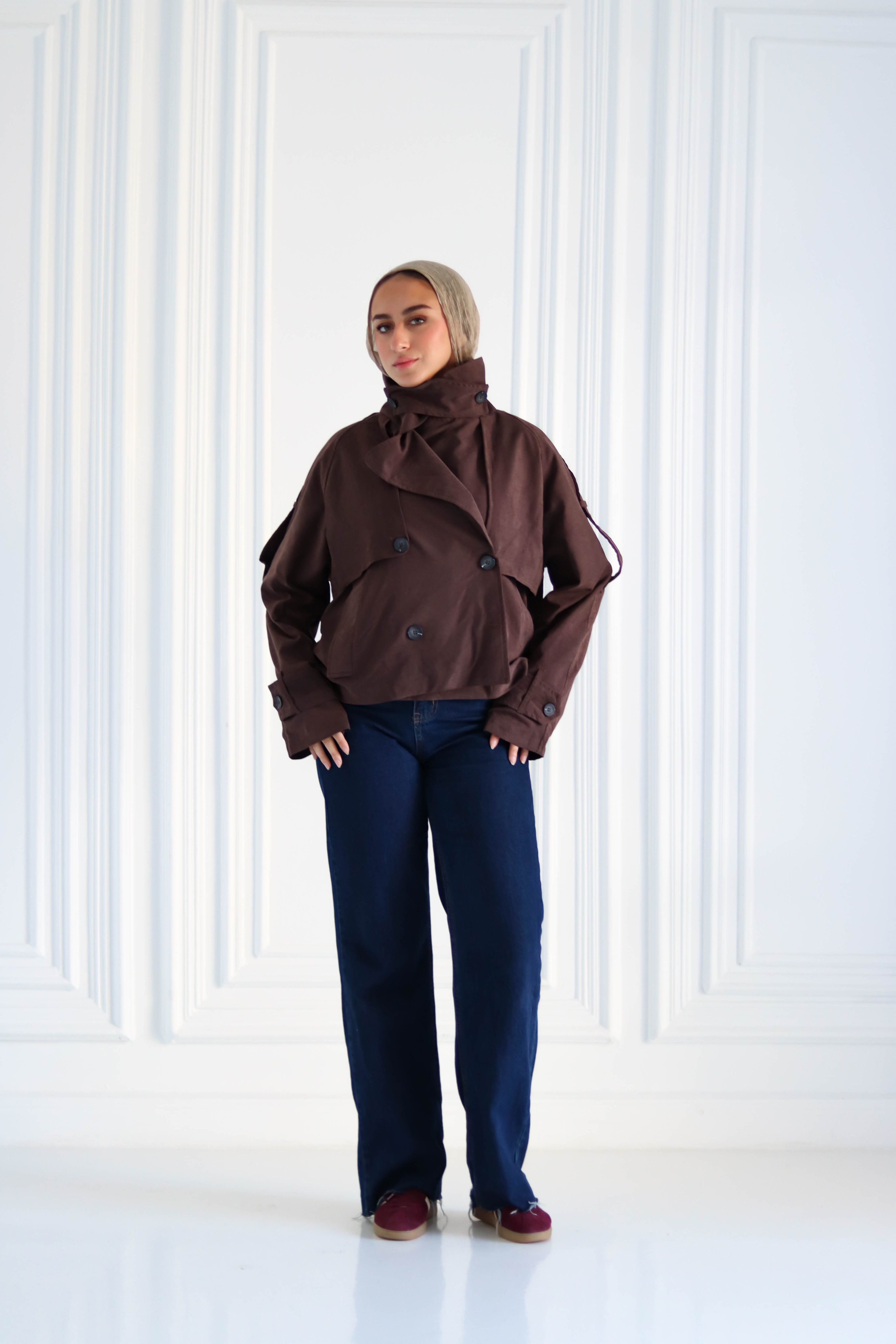 Brown Cropped Trench