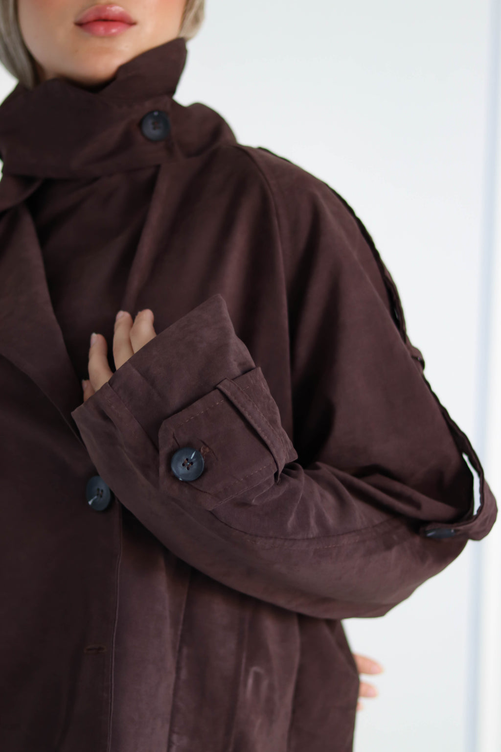 Brown Cropped Trench