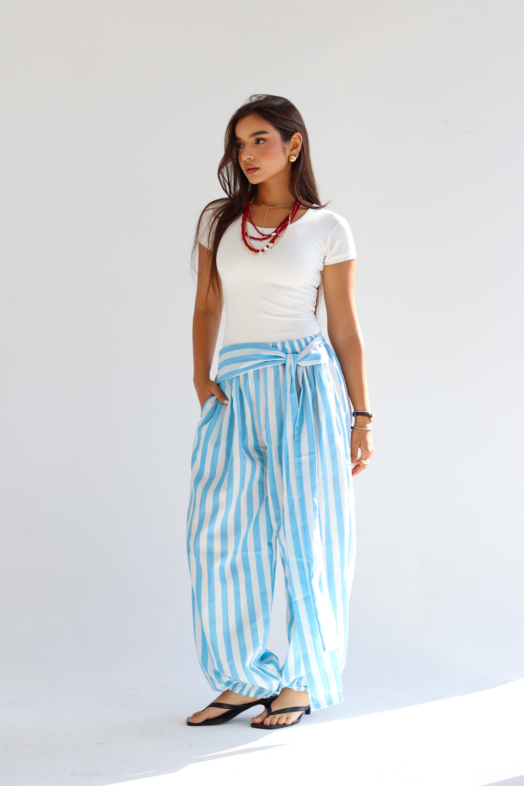 The Stripe Pant - Sky Blue