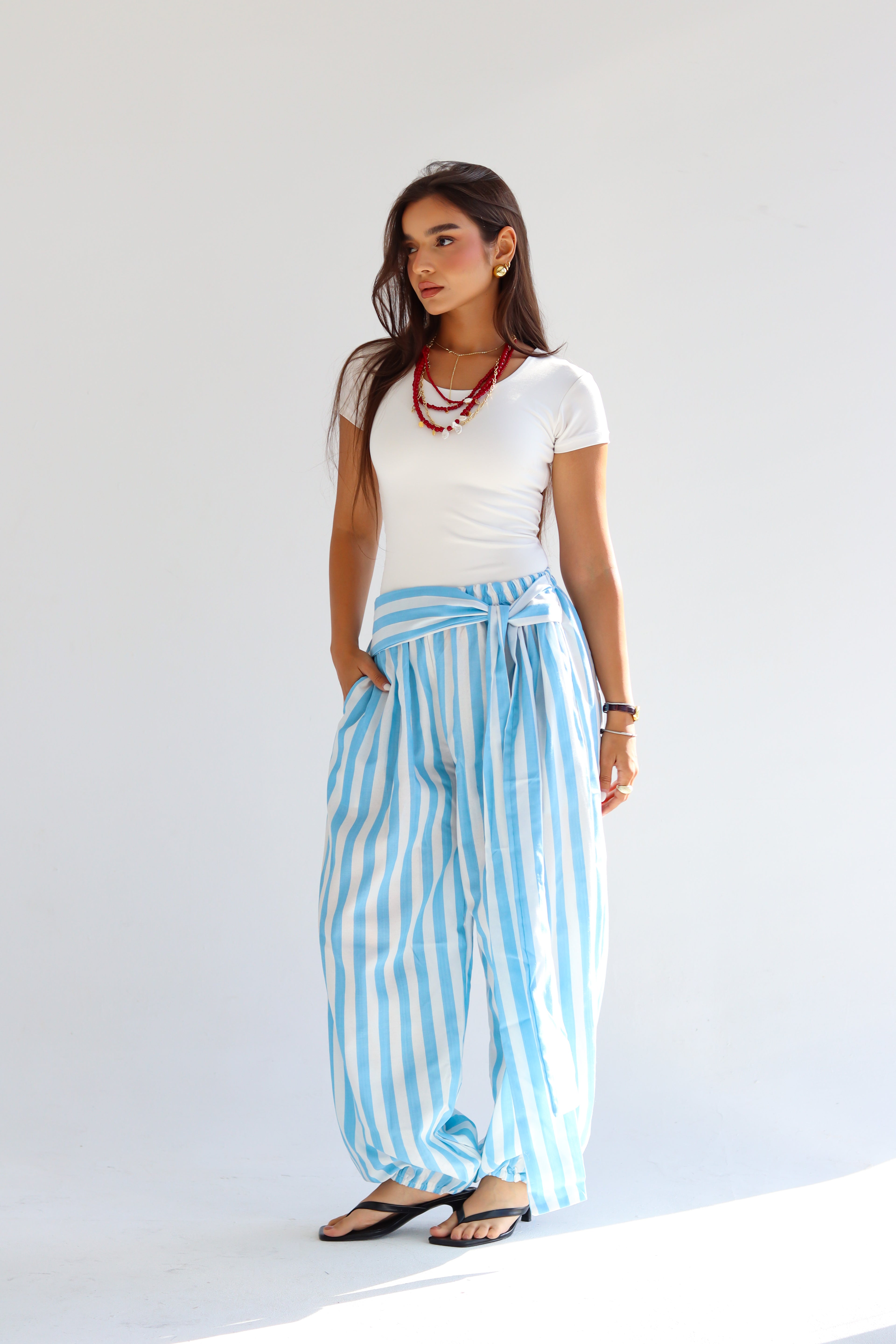 The Stripe Pant - Sky Blue