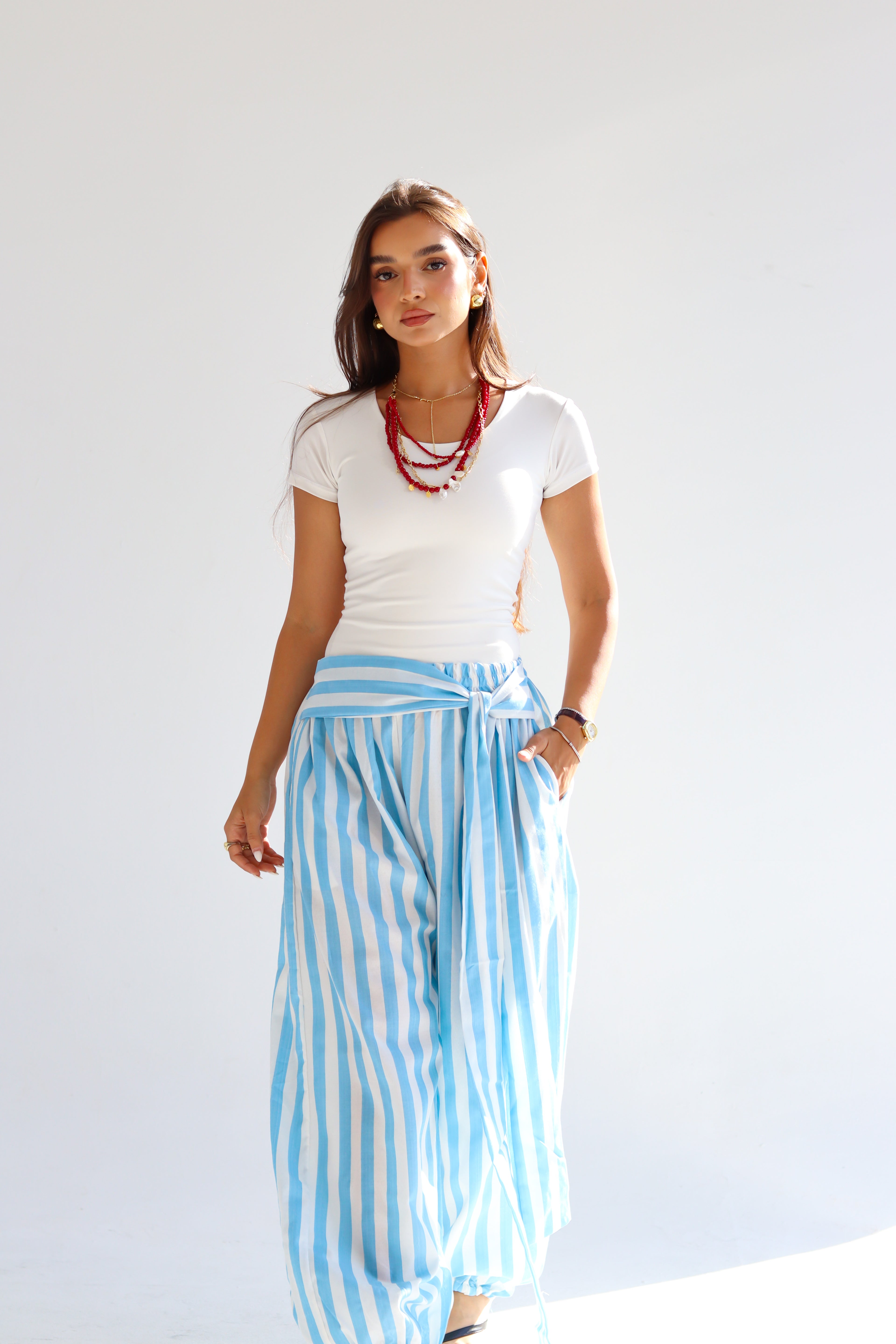 The Stripe Pant - Sky Blue